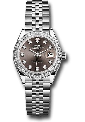 Rolex Lady-Datejust 279384RBR Steel and White Gold Rolesor 28 44 Diamond Bezel - Dark Grey Diamond Dial - Jubilee Bracelet - dgdj Main image