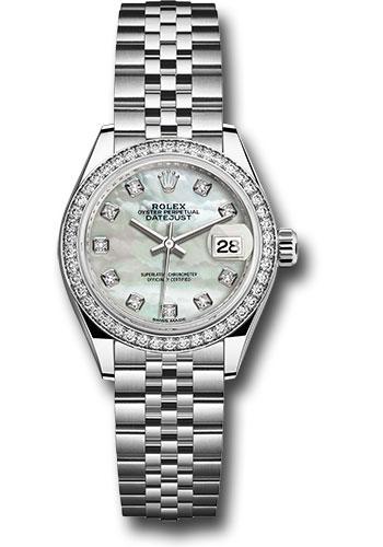 Rolex Lady-Datejust 279384RBR Steel and White Gold Rolesor 28 44 Diamond Bezel - White Mother-Of-Pearl Diamond Dial - Jubilee Bracelet - mdj