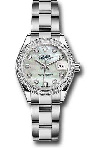 Rolex Lady-Datejust 279384RBR Steel and White Gold Rolesor 28 44 Diamond Bezel - White Mother-Of-Pearl Diamond Dial - Oyster Bracelet - mdo