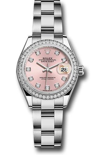 Rolex Lady-Datejust 279384RBR Steel and White Gold Rolesor 28 44 Diamond Bezel - Pink Diamond Dial - Oyster Bracelet - pdo