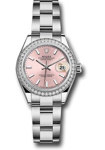 Rolex Lady-Datejust 279384RBR Steel and White Gold Rolesor 28 44 Diamond Bezel - Pink Index Dial - Oyster Bracelet - pio
