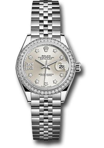 Rolex Lady-Datejust 279384RBR Steel and White Gold Rolesor 28 44 Diamond Bezel - Silver Diamond Star Dial - Jubilee Bracelet - s9dix8dj