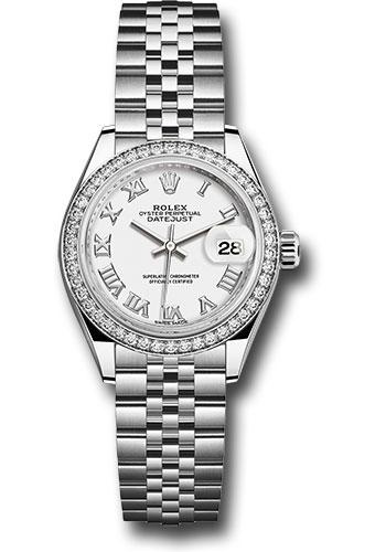 Rolex Lady-Datejust 279384RBR Steel and White Gold Rolesor 28 44 Diamond Bezel - White Roman Dial - Jubilee Bracelet - wrj