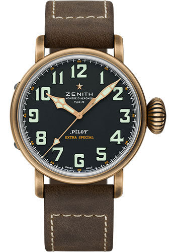 Zenith 29.2430.679/21.C753 Pilot Type 20 Extra Special Bronze - Black Dial - Brown Oily Nubuck Strap Main image