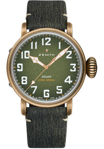 Zenith 29.2430.679/63.I001 Pilot Type 20 Adventure Bronze - Khaki Green Grained Dial - Khaki Green Matrix Calfskin Strap Main image