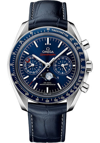 Omega Speedmaster 304.33.44.52.03.001 Moonphase Master Chronometer Chronograph 44.25mm Steel Case - Blue Liquid Metal Bezel - Blue Dial - Blue Leather Strap Main image