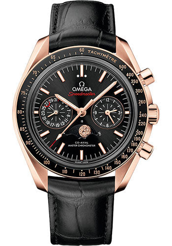 Omega Speedmaster 304.63.44.52.01.001 Moonphase Master Chronometer Chronograph 44.25mm Sedna Gold Case - Black Diamond Dial - Black Leather Strap Main image