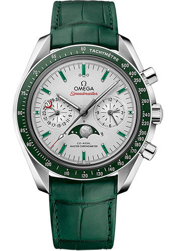Omega Speedmaster 304.93.44.52.99.003 Moonwatch Omega Co-Axial Master Chronometer Moonphase Chronograph - 44.25mm Platinum Case - Platinum-Gold Dial - Green Leather Strap Main image