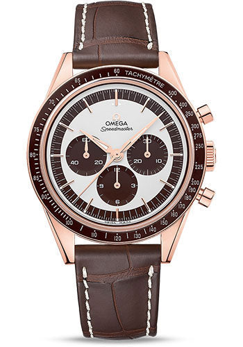Omega Seamaster 311.63.40.30.02.001 Moonwatch Numbered Edition 39.7mm Sedna Gold Case - Ceramic Bezel - Silver Dial - Brown Leather Strap Main image