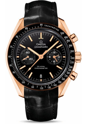 Omega Speedmaster 311.63.44.51.01.001 Moonwatch Co-Axial Chronograph 44.25mm Orange Gold Case - Tachymeter Bezel - Black Dial - Black Leather Strap Main image