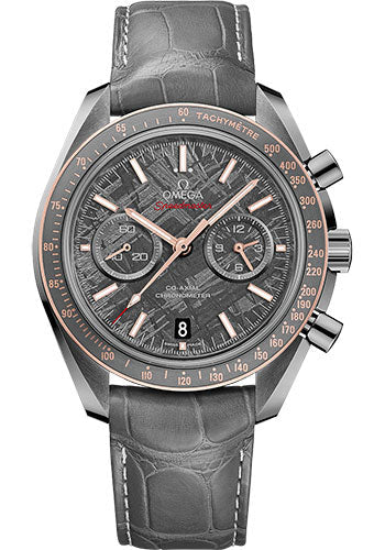 Omega Speedmaster 311.63.44.51.99.002 Moonwatch Omega Co-Axial Chronograph Grey Side of the Moon Meteorite 44.25mm Grey Ceramic Case - Senda Gold Bezel - Meteorite Dial - Grey Leather Strap Main image