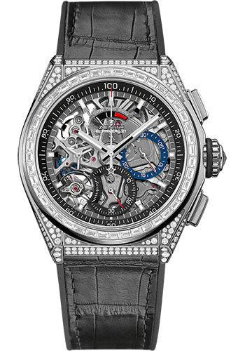 Zenith 32.9000.9004/78.R582 Defy El Primero 21 Titanium - Openworked Dial - Black Rubber and Alligator Strap Main image