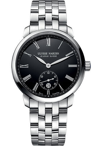 Ulysse Nardin Classico Manufacture 40mm - Steel Case - Black Enamel Dial - Steel Bracelet
