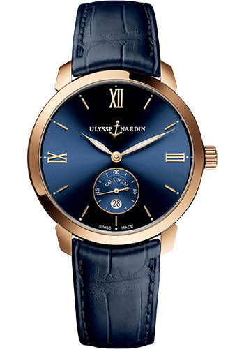 Ulysse Nardin Classico Manufacture 40mm - Rose Gold Case - Blue Dial - Leather Strap