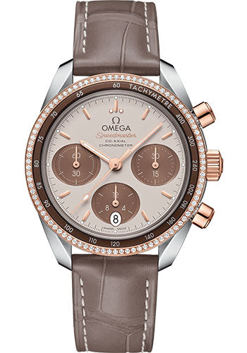 Omega Speedmaster 324.28.38.50.02.002 38 Co-Axial Chronograph 38mm Steel And Sedna Gold Case - Dual Diamond Bezel - Cappuccino Dial - Taupe-Brown Leather Strap Main image