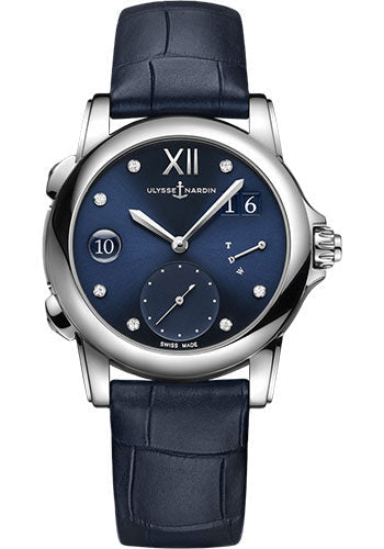 Ulysse Nardin Lady Dual Time 37.5mm - Steel Case - Blue Dial - Leather Strap