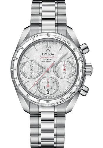 Omega Speedmaster 324.30.38.50.55.001 38 Co-Axial Chronograph 38mm Steel Case - Mother-Of-Pearl Diamond Dial