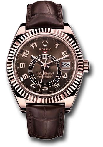 Rolex Sky-Dweller 326135 Everose Gold Chocolate Sunray Arabic Dial - Brown Leather Strap - cho