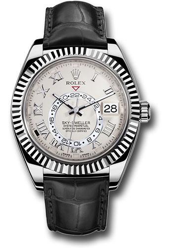 Rolex Sky-Dweller 326139 White Gold Ivory Roman Dial - Black Leather Strap - iv