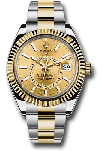 Rolex Sky-Dweller 326933 Yellow Rolesor Champagne Index Dial - Oyster Bracelet - ch