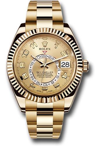 Rolex Sky-Dweller 326938 Yellow Gold Champagne Sunray Arabic Dial - Oyster Bracelet - ch