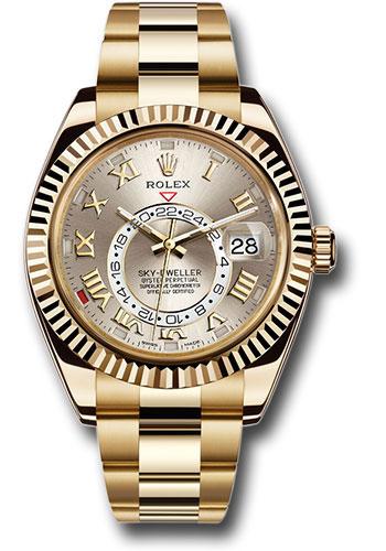 Rolex Sky-Dweller 326938 Yellow Gold Silver Sunray Roman Dial - Gold Bracelet - s Main image