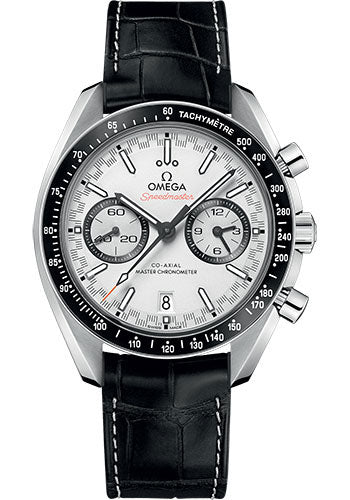 Omega Speedmaster 329.33.44.51.04.001 Racing Co-Axial Master Chronograph 44.25mm Steel Case - Black Ceramic Bezel - White Dial - Black Leather Strap