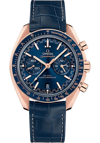 Omega Speedmaster 329.53.44.51.03.001 Racing Co-Axial Master Chronograph 44.25mm Sedna Gold Case - Sun Brushed Blue Dial - Blue Leather Strap Main image