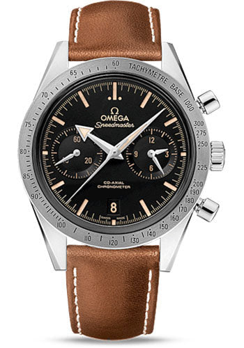 Omega Speedmaster 331.12.42.51.01.002 '57 Omega Co-Axial Chronograph 41.5mm Steel Case - Brushed Bezel - Black Dial - Brown Leather Strap