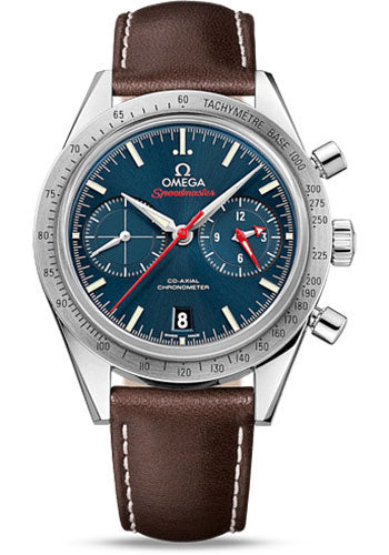 Omega Speedmaster 331.12.42.51.03.001 '57 Omega Co-Axial Chronograph 41.5mm Steel Case - Brushed Bezel - Blue Dial - Brown Leather Strap