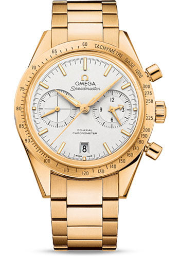 Omega Speedmaster 331.50.42.51.02.001 '57 Omega Co-Axial Chronograph 41.5mm Yellow Gold Case - Brushed Bezel - Silver Dial