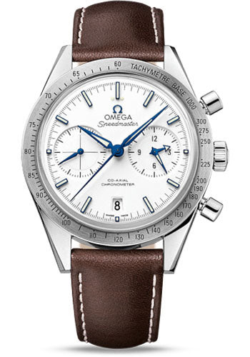 Omega Speedmaster 331.92.42.51.04.001 '57 Omega Co-Axial Chronograph 41.5mm Grade 5 Titanium Case - Brushed Bezel - White Dial - Brown Leather Strap Main image