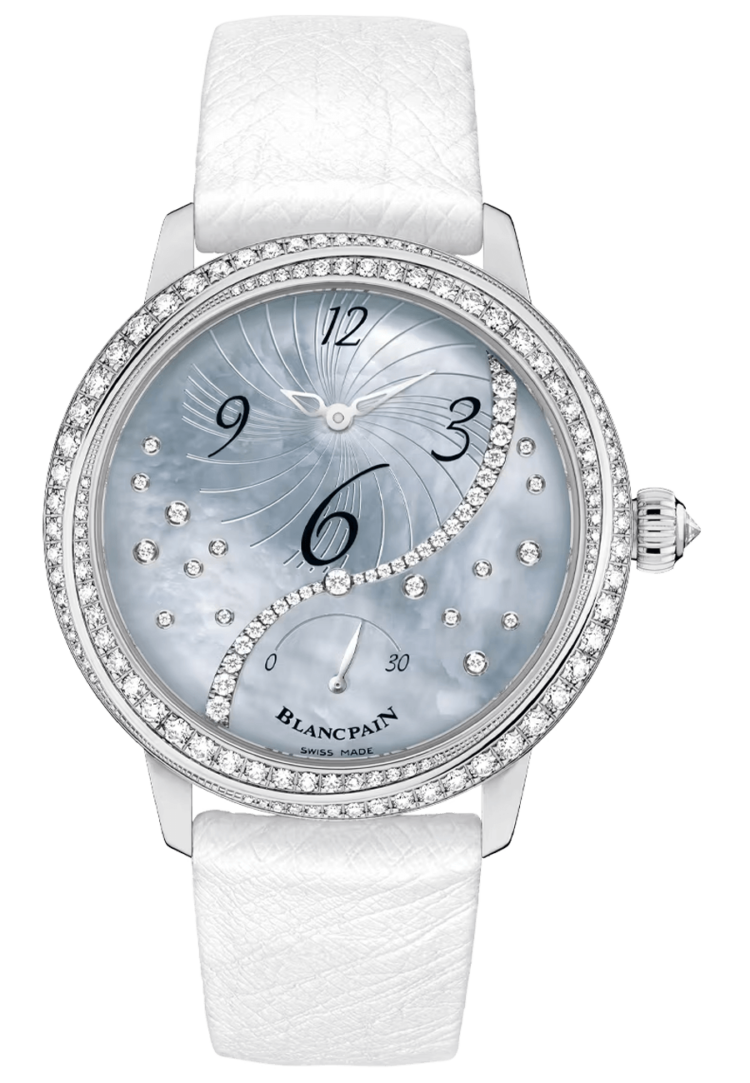 Blancpain 3650A 3554L 58B Ladybird Heure Decentree White Gold Ostrich Ladies