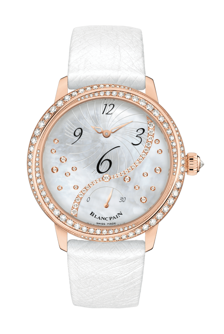 Blancpain 3650A 3754 58B Ladybird Heure Decentree Red Gold White Ostrich Ladies Main image