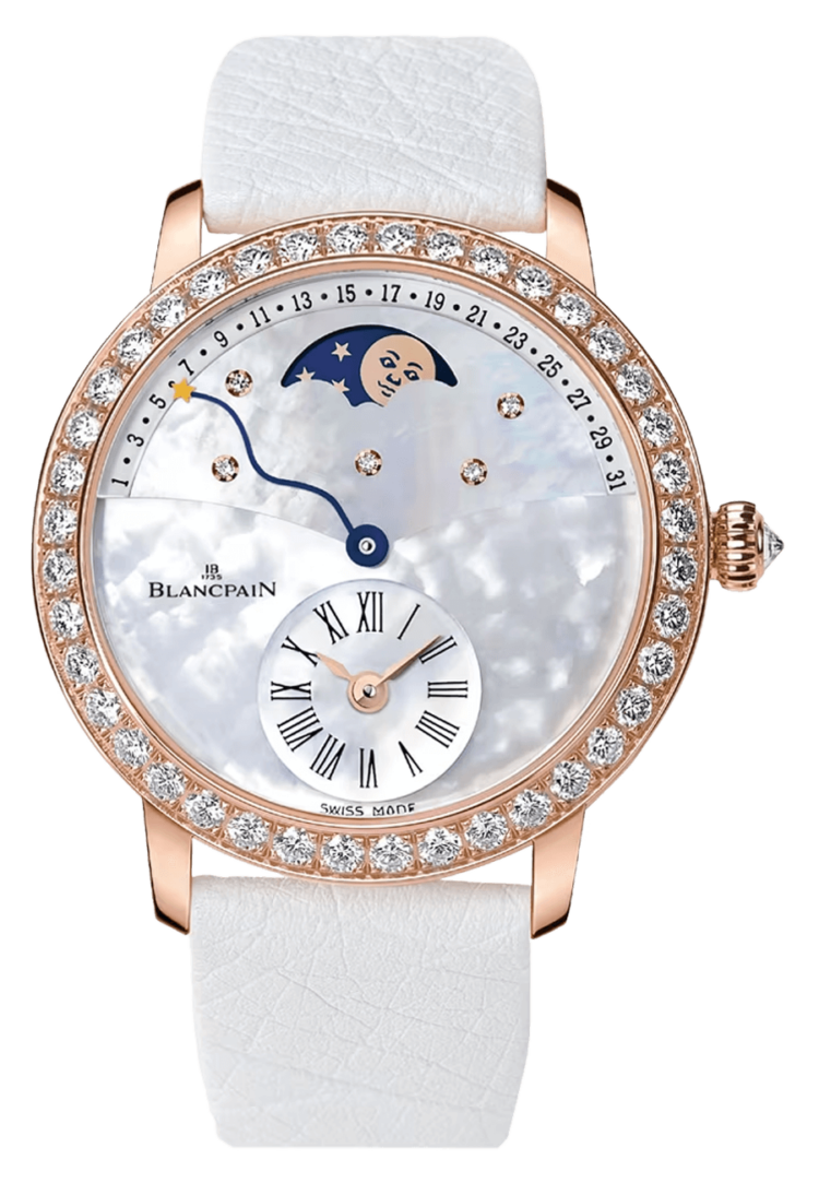 Blancpain 3653 2954 58B Ladybird Quantieme Retrograde Diamond Red Gold Ostrich Ladies