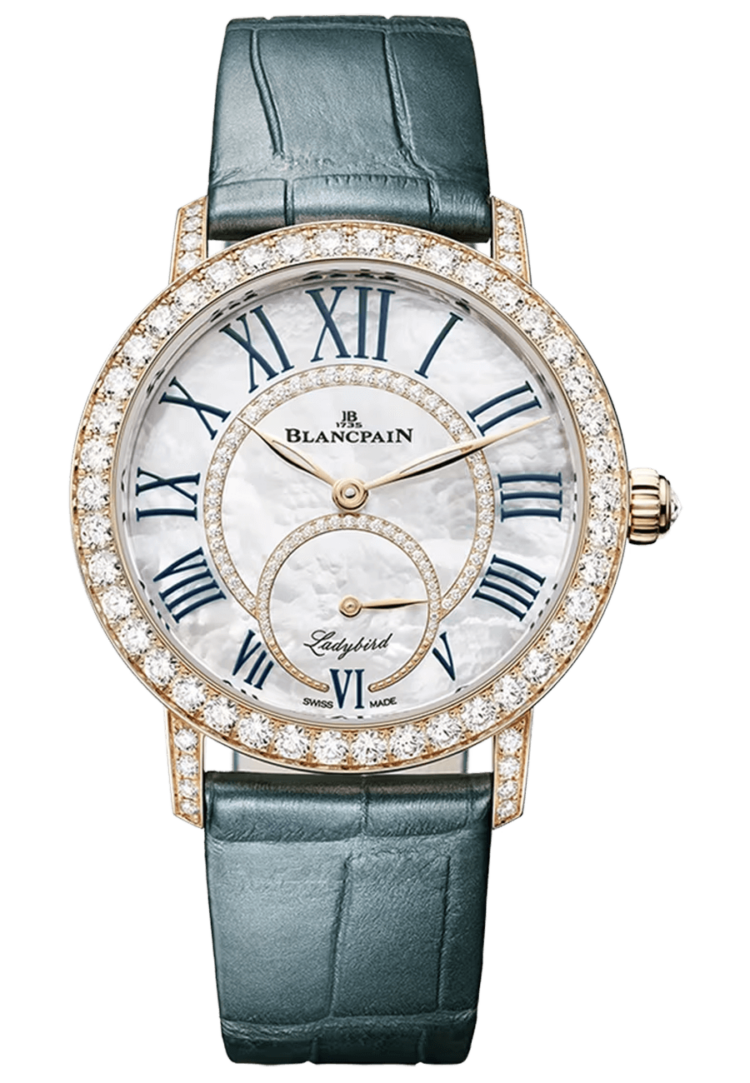 Blancpain 3661 2954 55B Ladybird Colors Red Gold Diamond Teal Alligator Ladies