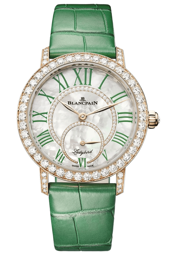 Blancpain 3661A 2954 55B Ladybird Colors Red Gold Diamond Green Alligator Ladies