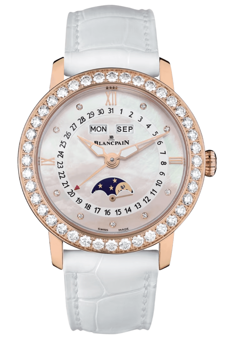 Blancpain 3663 2954 55B Ladybird Quantieme Complet Red Gold Diamond White Alligator Ladies Main image