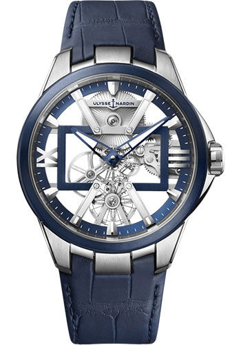 Ulysse Nardin Skeleton X 42mm Beware of Blast - Titanium Case - Blue Dial - Leather Strap