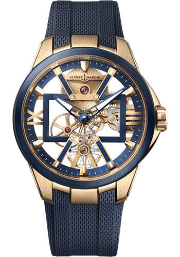 Ulysse Nardin Skeleton X 42mm Beware of Blast - Rose Gold Case - Blue Dial - Rubber Strap