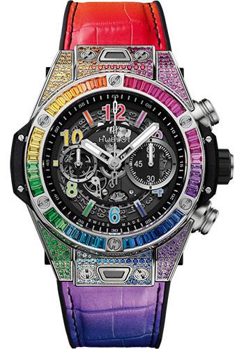 Hublot Big Bang 411.NX.1117.LR.0999 Unico Titanium Rainbow 45mm - Black Skeleton Dial - Black Rubber and Multicolored Leather Strap Main image