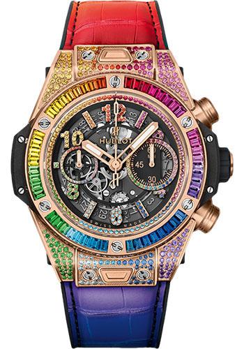 Hublot Big Bang 411.OX.9910.LR.0999 Unico Rainbow King Gold 45mm - Black Skeleton Dial