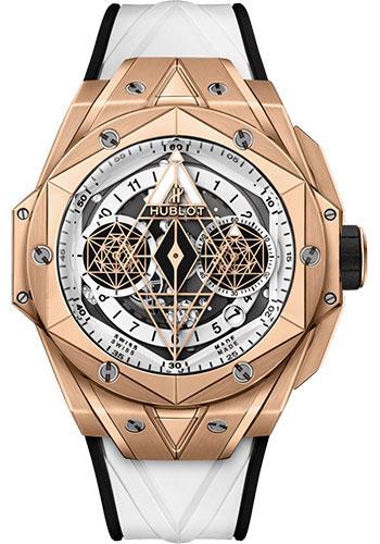 Hublot Big Bang 418.OX.2001.RX.MXM20 Sang Bleu II King Gold White 45mm - White Skeleton Dial - White and Black Rubber Strap