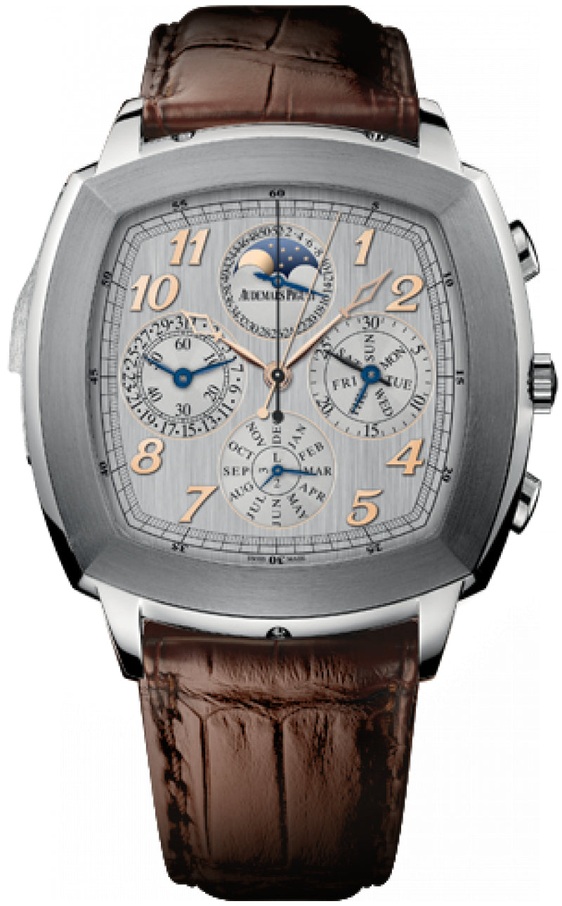 Audemars Piguet Tradition Grande Complication 26567TI.OO.D092CR.01 47mm Silver Arabic White Gold Bezel Titanium Leather