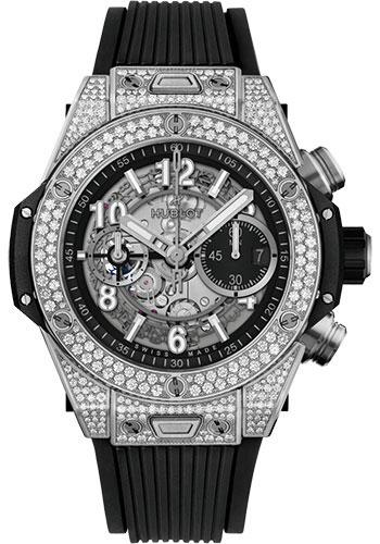 Hublot Big Bang 421.NX.1170.RX.1704 Unico Titanium Pave 44mm - White Dial - Black Rubber Strap Main image
