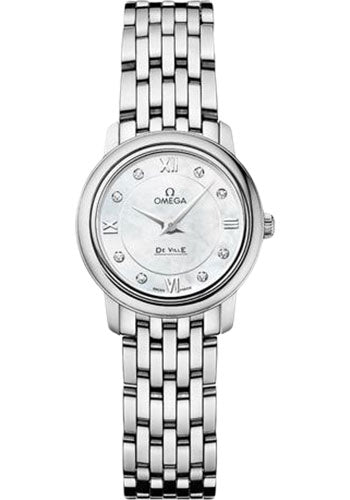 Omega De Ville 424.10.24.60.55.001 Prestige Quartz 24.4mm Steel Case - Mother-Of-Pearl Diamond Dial