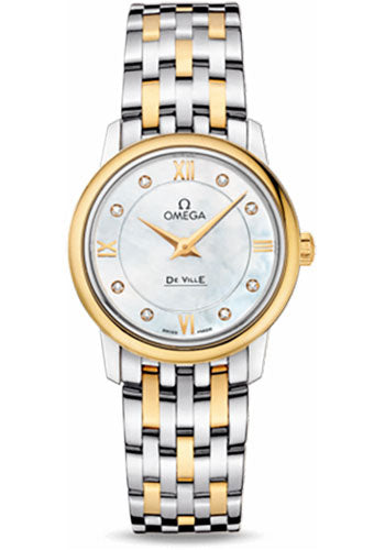 Omega De Ville 424.20.27.60.58.001 Prestige Quartz 27.4mm Steel And Yellow Gold Case - Mother-Of-Pearl Diamond Dial