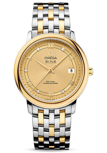 Omega De Ville 424.20.37.20.58.002 Prestige Co-Axial 36.8mm Steel Case - Yellow Gold Bezel - Champagne Diamond Dial - Steel And Yellow Gold Bracelet