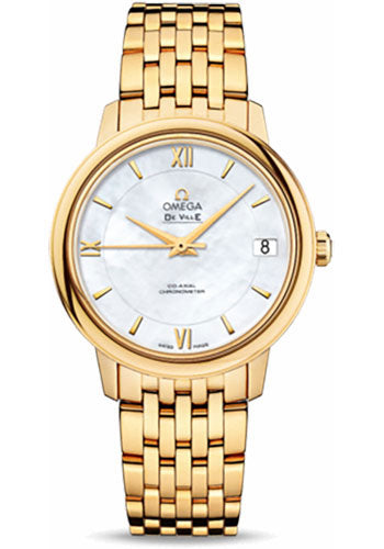 Omega De Ville 424.50.33.20.05.001 Prestige Co-Axial 32.7mm Yellow Gold Case - Mother-Of-Pearl Dial
