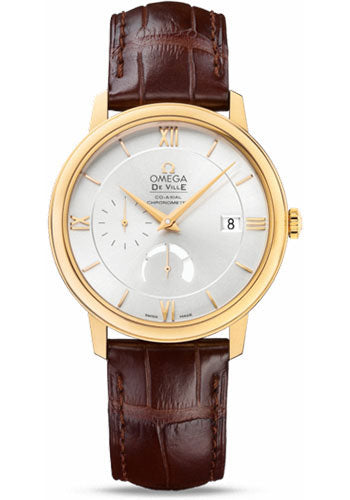 Omega De Ville 424.53.40.21.02.002 Prestige Power Reserver Co-Axial 39.5mm Yellow Gold Case - Silver Dial - Brown Leather Strap Main image